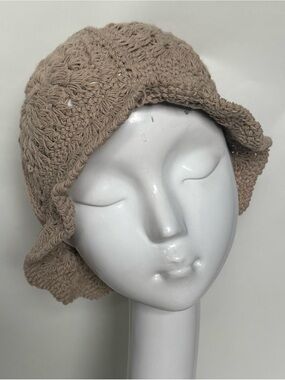 Cream Tan Crochet Bucket Hat